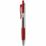 0.7 mm Medium, Conical Pen Point - Retractable - Red Ink - Gel-based, Water Based - Clear, Red Barrel - 1 Dozen