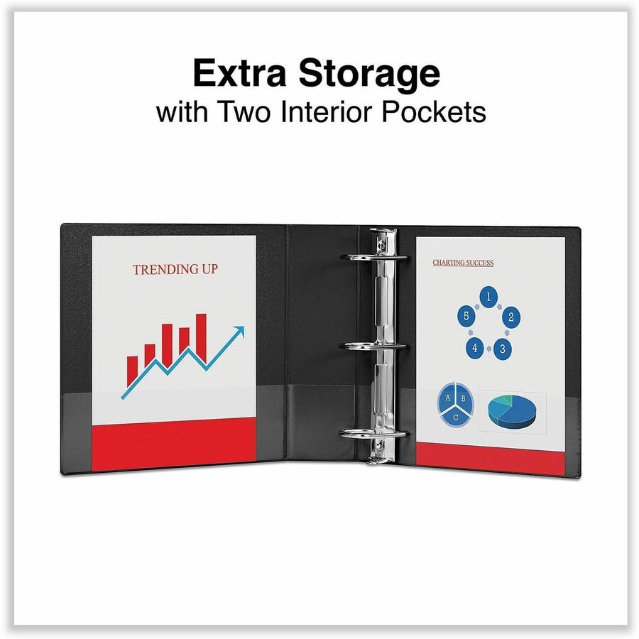 3" Binder Capacity - 600 Sheet Capacity - 3 Ring(s) - Fastener(s): Ring - Pocket(s): 2, Inside Front & Back - Polypropylene - Black - Non-stick - 1 Each