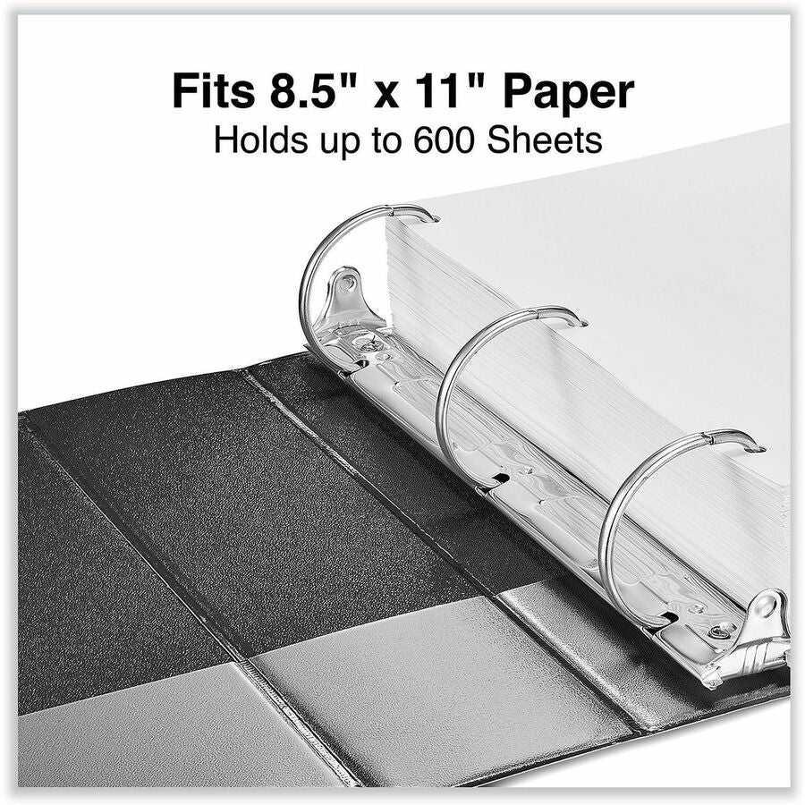 3" Binder Capacity - 600 Sheet Capacity - 3 Ring(s) - Fastener(s): Ring - Pocket(s): 2, Inside Front & Back - Polypropylene - Black - Non-stick - 1 Each
