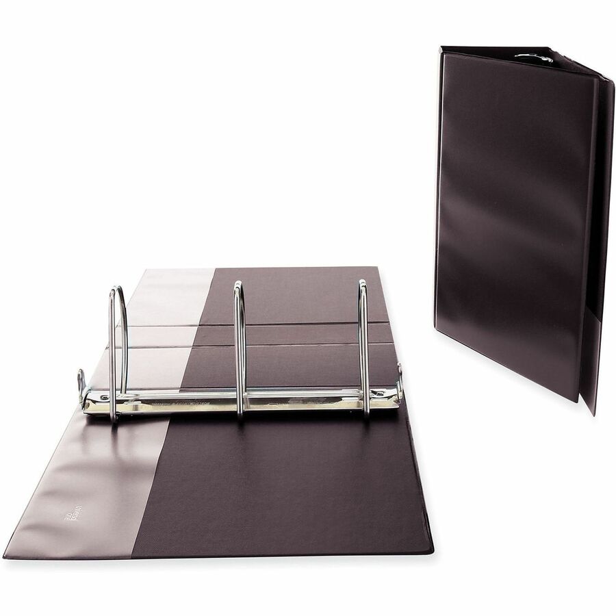 4" Binder Capacity - 775 Sheet Capacity - 3 Ring(s) - Fastener(s): Ring - Pocket(s): 2, Inside Front & Back - Polypropylene - Black - Non-stick - 1 Each