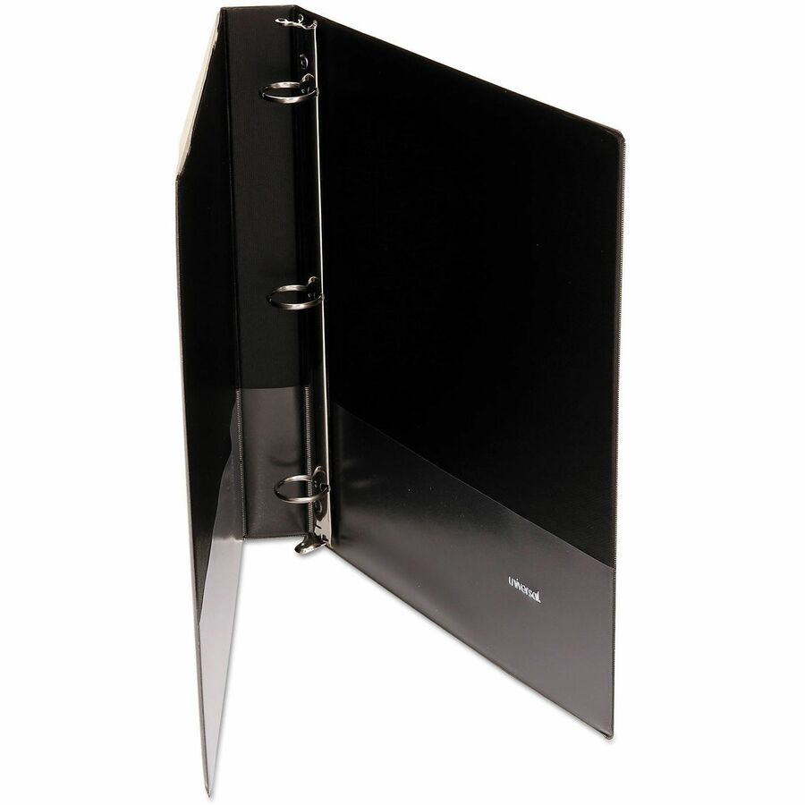 1" Binder Capacity - 175 Sheet Capacity - 3 Ring(s) - Fastener(s): Ring - Pocket(s): 2, Inside Front & Back - Polypropylene - Black - Non-stick - 1 Each
