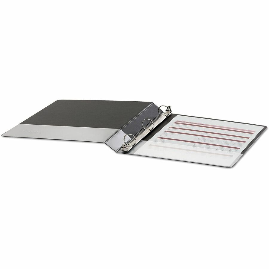 1" Binder Capacity - 175 Sheet Capacity - 3 Ring(s) - Fastener(s): Ring - Pocket(s): 2, Inside Front & Back - Polypropylene - Black - Non-stick - 1 Each