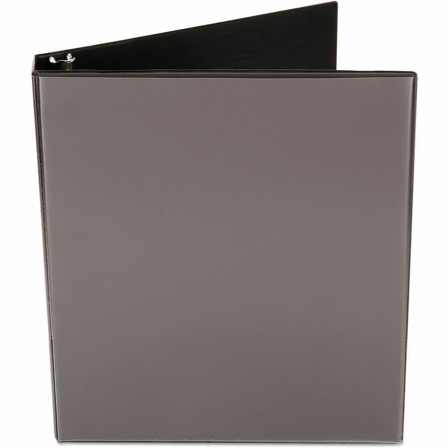 1" Binder Capacity - 175 Sheet Capacity - 3 Ring(s) - Fastener(s): Ring - Pocket(s): 2, Inside Front & Back - Polypropylene - Black - Non-stick - 1 Each