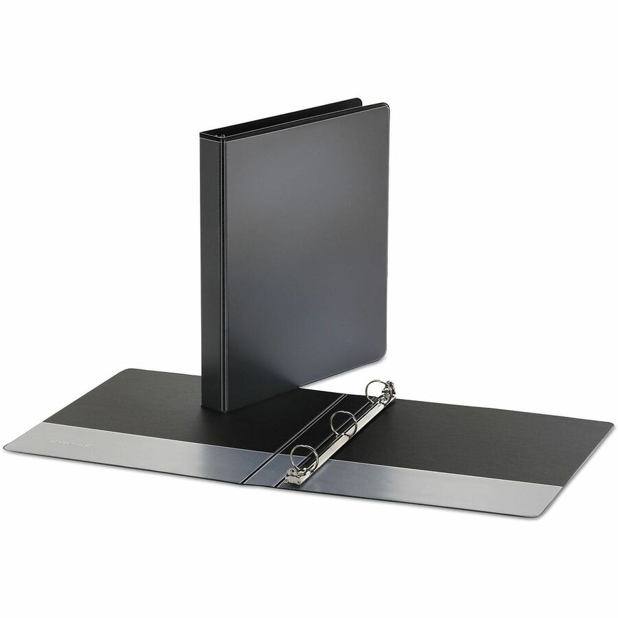 1" Binder Capacity - 175 Sheet Capacity - 3 Ring(s) - Fastener(s): Ring - Pocket(s): 2, Inside Front & Back - Polypropylene - Black - Non-stick - 1 Each