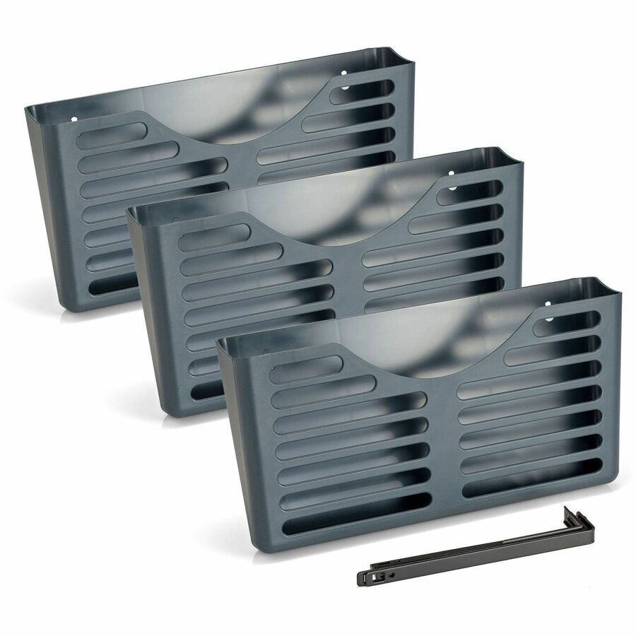 3 Pocket(s) - Vertical - 28" Height x 13.50" Width x 4.70" Depth - Impact Resistant, Lockable, Adjustable Hanger - Gray - Plastic - 3 / Pack