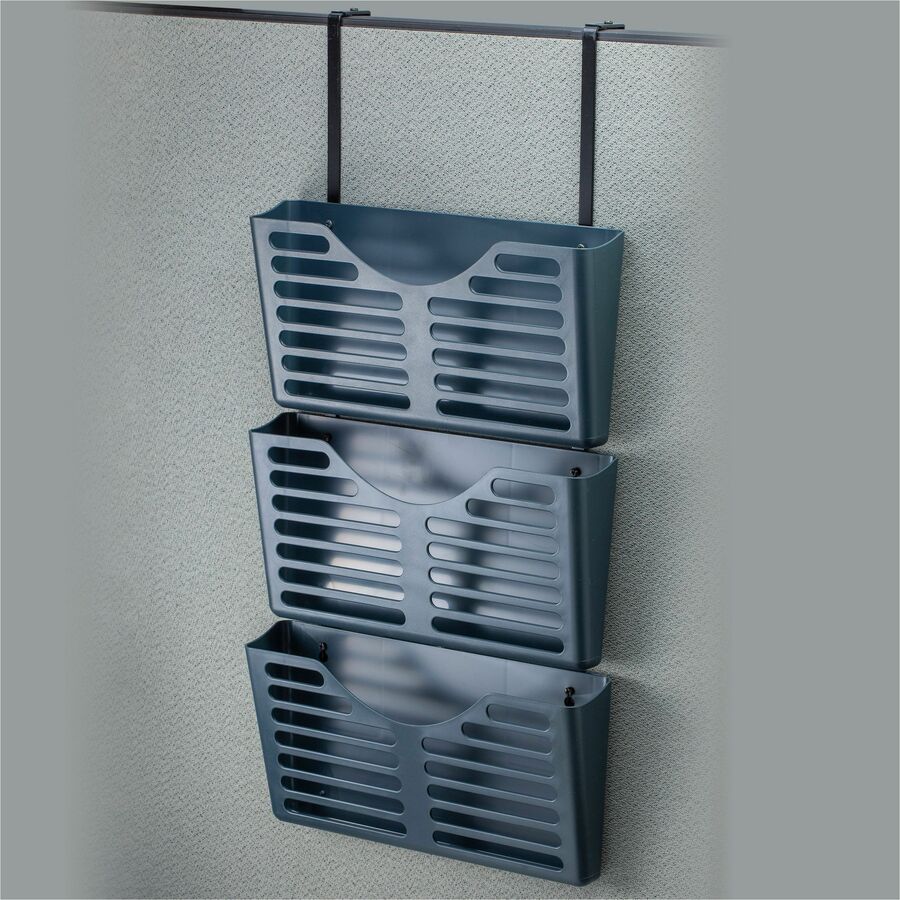 3 Pocket(s) - Vertical - 28" Height x 13.50" Width x 4.70" Depth - Impact Resistant, Lockable, Adjustable Hanger - Gray - Plastic - 3 / Pack