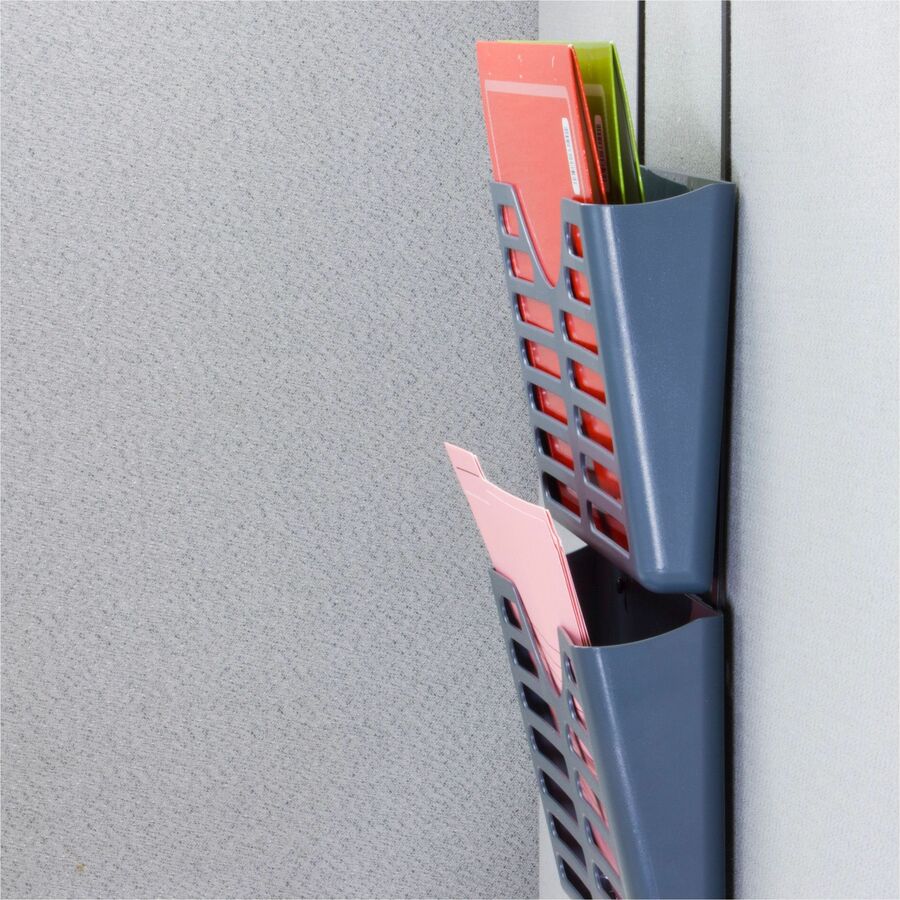 3 Pocket(s) - Vertical - 28" Height x 13.50" Width x 4.70" Depth - Impact Resistant, Lockable, Adjustable Hanger - Gray - Plastic - 3 / Pack