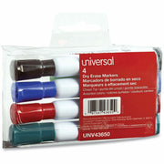 Universal Dry Erase Marker - Broad Chisel Marker Point - Erasable - Black, Blue, Green, Red Ink - Dry - Glass, Classroom, Home, Office - 4 / Set
