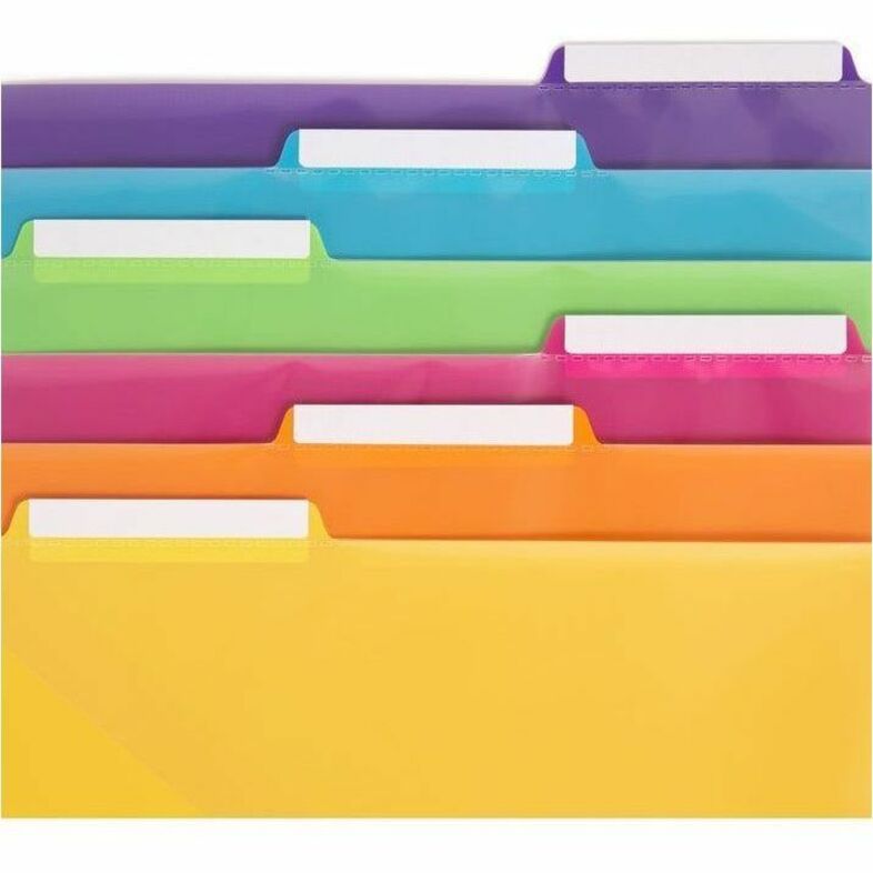 Assorted Tab(s) - 1/3 - Letter - 8.50" Width x 11" Length - 3 Hole Punched - Yellow, Orange, Pink, Green, Blue, Purple Divider - Poly Tab(s) - Acid-free, Hole-punched, Heavyweight, Durable, Pocket, Tear Resistant, Water Resistant - 30 / Box