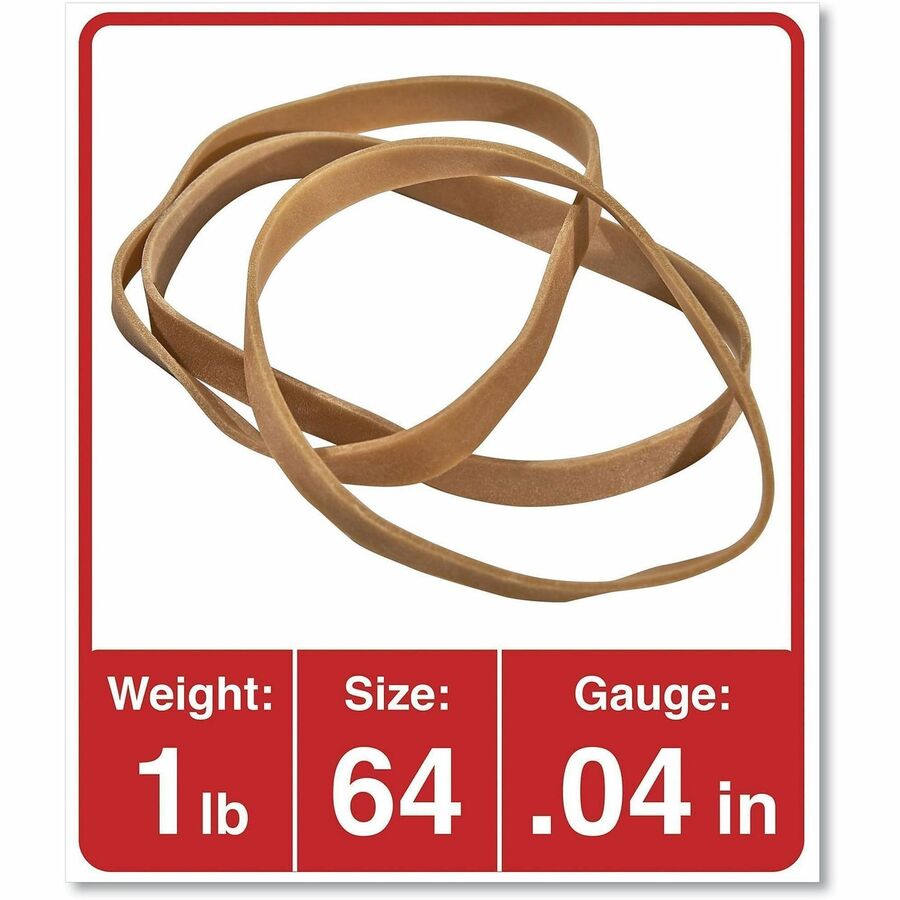 Universal Standard Rubber Bands - Size: #64 - 3.5" Length x 0.3" Width - Elastic - Rubber - Beige - 320 / Pack