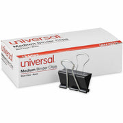 Universal Binder Clip - Medium - 1.3" Width - 0.63" Size Capacity - for School, Home, Office, Paper - Sturdy, Foldable - Black, Silver - Metal, Steel Wire - 12 / Box