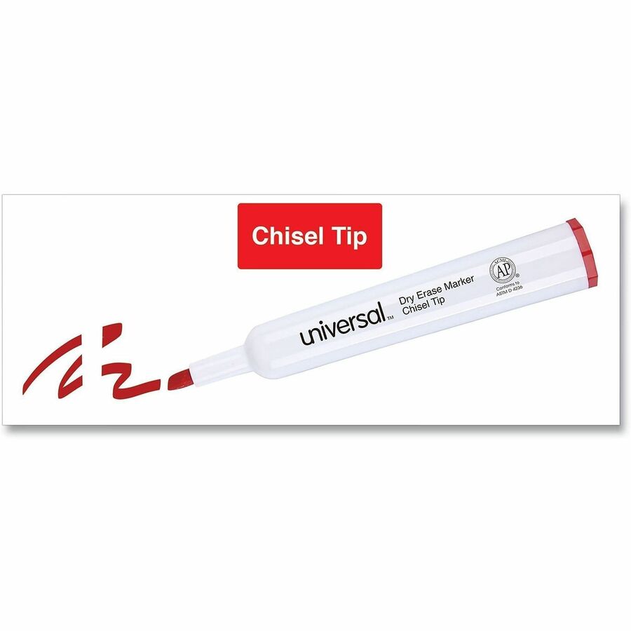 Universal Dry Erase Marker - Erasable - Red Ink - Dry - Glass, General Purpose, Classroom, Home, Office - 1 Dozen