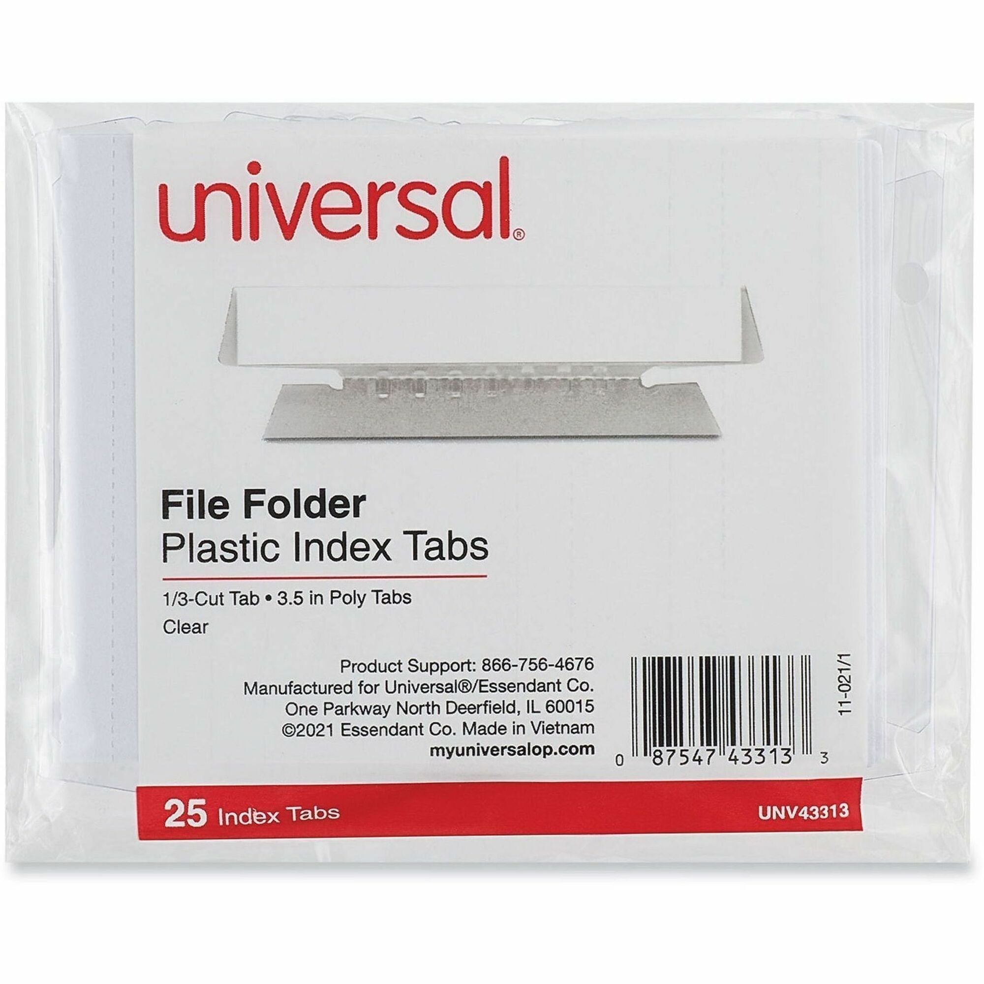 1/3 - 1.10" Tab Height x 3.70" Tab Width - Plastic Tab(s) - Durable, Easy to Read, Moisture Resistant, Insertable Tab - 25 / Pack