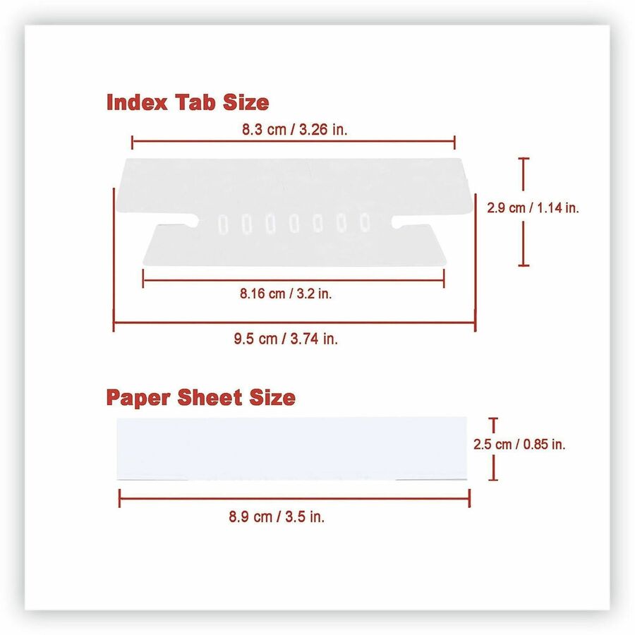 1/3 - 1.10" Tab Height x 3.70" Tab Width - Plastic Tab(s) - Durable, Easy to Read, Moisture Resistant, Insertable Tab - 25 / Pack