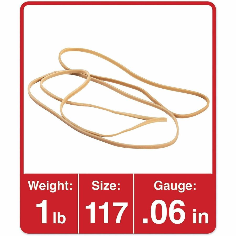 Universal Standard Rubber Bands - Size: #117 - 7" Length x 0.1" Width - Elastic - Rubber - Beige - 210 / Pack