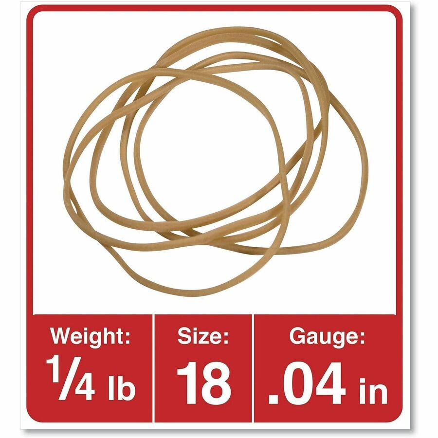 Universal Standard Rubber Bands - Size: #18 - 3" Length x 0.1" Width - Elastic - Rubber - Beige - 400 / Pack