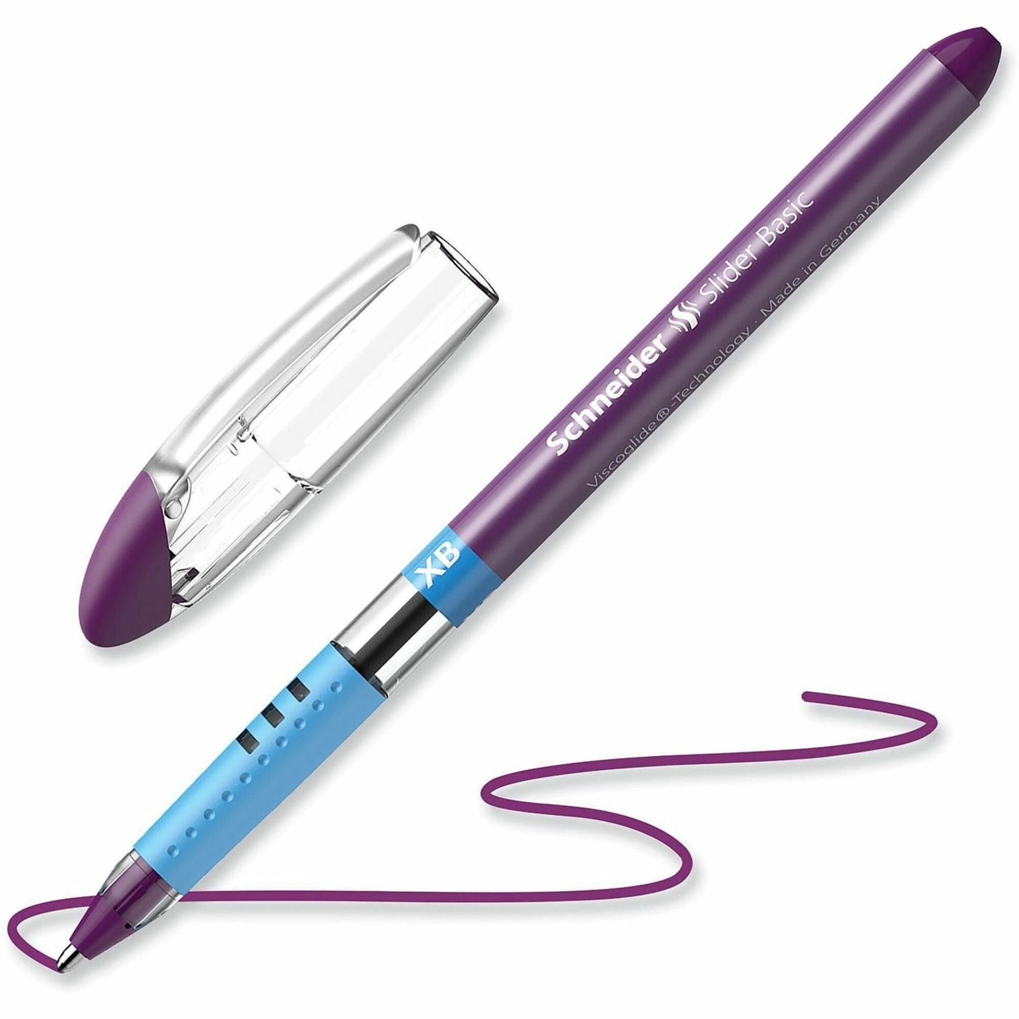 1.4 mm Extra Bold Pen Point - Violet Ink - Transparent Barrel - Stainless Steel Tip - Document, Writing - 10 / Box