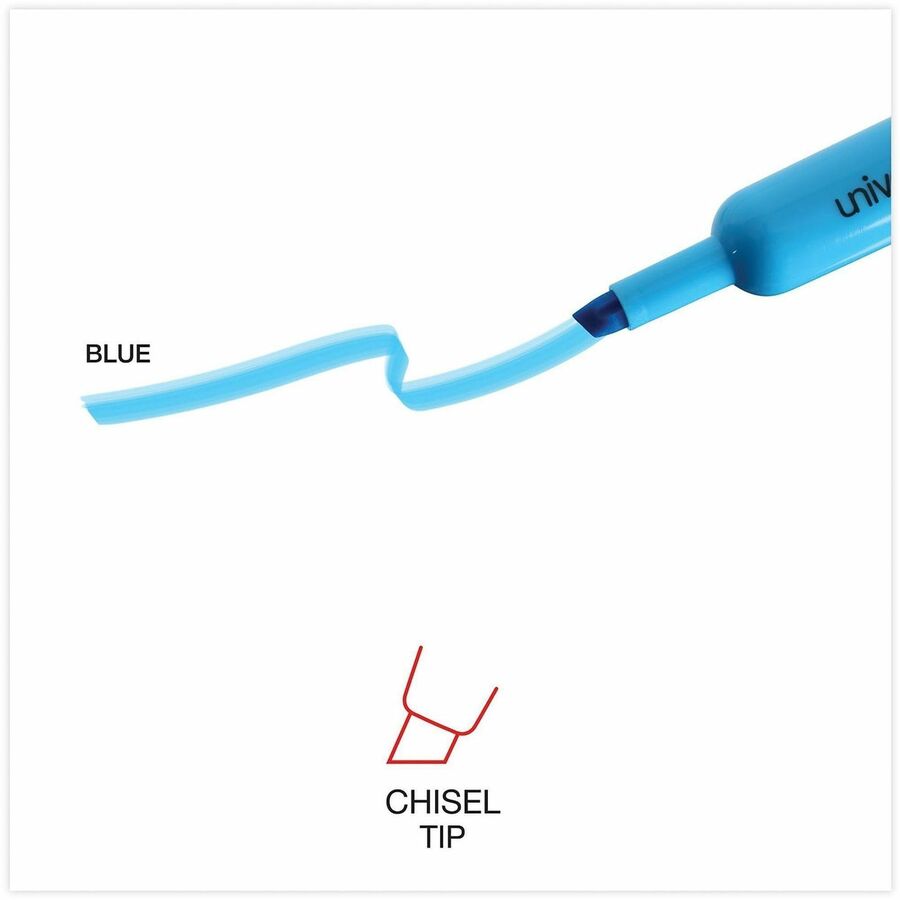 Universal Highlighter, Chisel Tip, Fluorescent Blue Ink, Blue Barrel, 1 Dozen