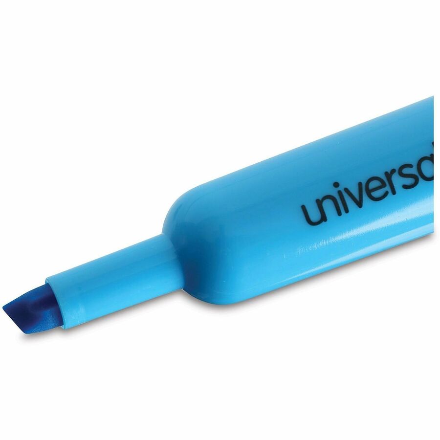 Universal Highlighter, Chisel Tip, Fluorescent Blue Ink, Blue Barrel, 1 Dozen