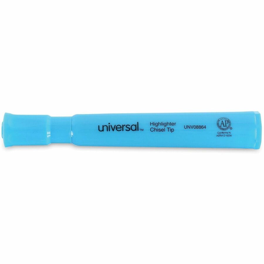 Universal Highlighter, Chisel Tip, Fluorescent Blue Ink, Blue Barrel, 1 Dozen