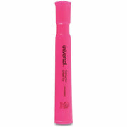 Universal Highlighter, Fluorescent Pink Ink, Chisel/Broad/Narrow Tip, Pink Barrel, 1 Dozen
