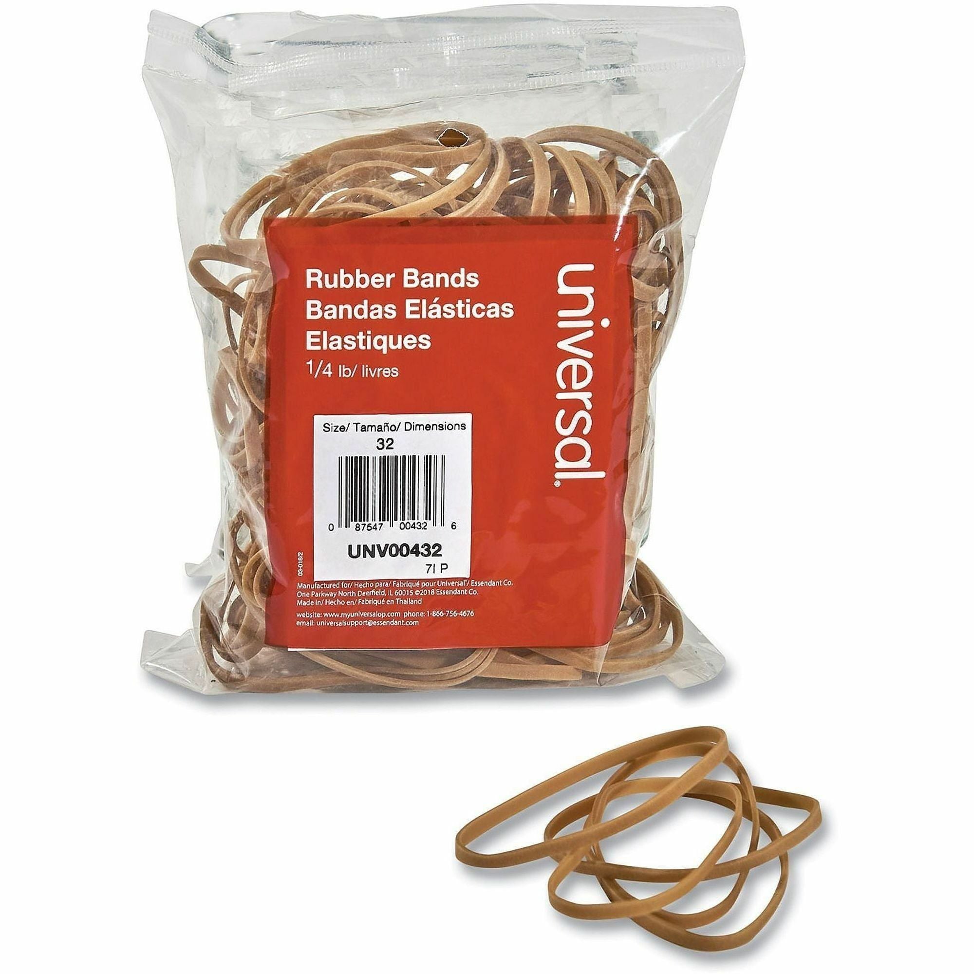 Universal Standard Rubber Bands - Size: #32 - 3" Length x 0.1" Width - Elastic - Rubber - Beige - 205 / Pack