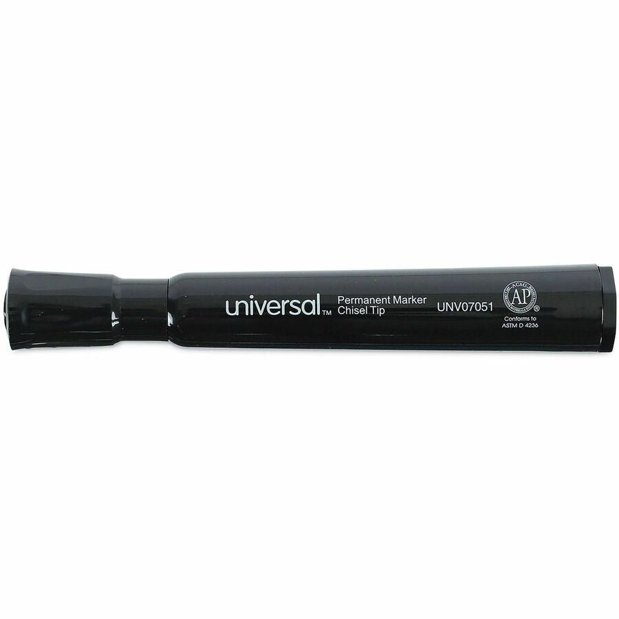 Universal Permanent Marker - Black Ink - Plastic Barrel - Office, Project, Label - 1 Dozen