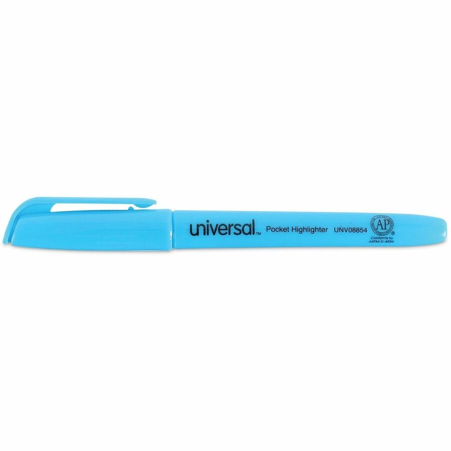 Universal Highlighter, Fluorescent Blue Ink, Blue Barrel, Chisel/Broad/Narrow Tip, 1 Dozen