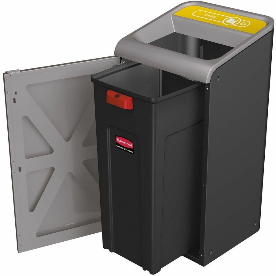Rubbermaid Commercial Configure 1 Stream Gray Container, Open Top, 45 gal Capacity, Stainless Steel, Textured Black/Gray Stenni, 38"H x 19.5"W x 29.1"D, 1 Each