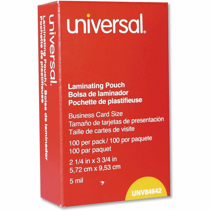 Universal Laminating Pouches, 3.75" x 2.25", 5 mil, Glossy, Clear, 100 Pouches per Box