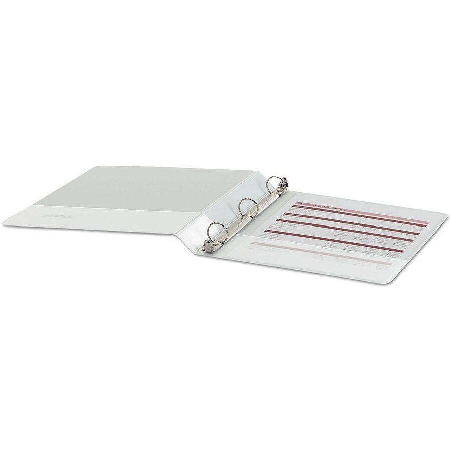 1" Binder Capacity - 175 Sheet Capacity - 3 Ring(s) - Fastener(s): Ring - Pocket(s): 2, Inside Front & Back - Polypropylene - White - Non-stick - 1 Each