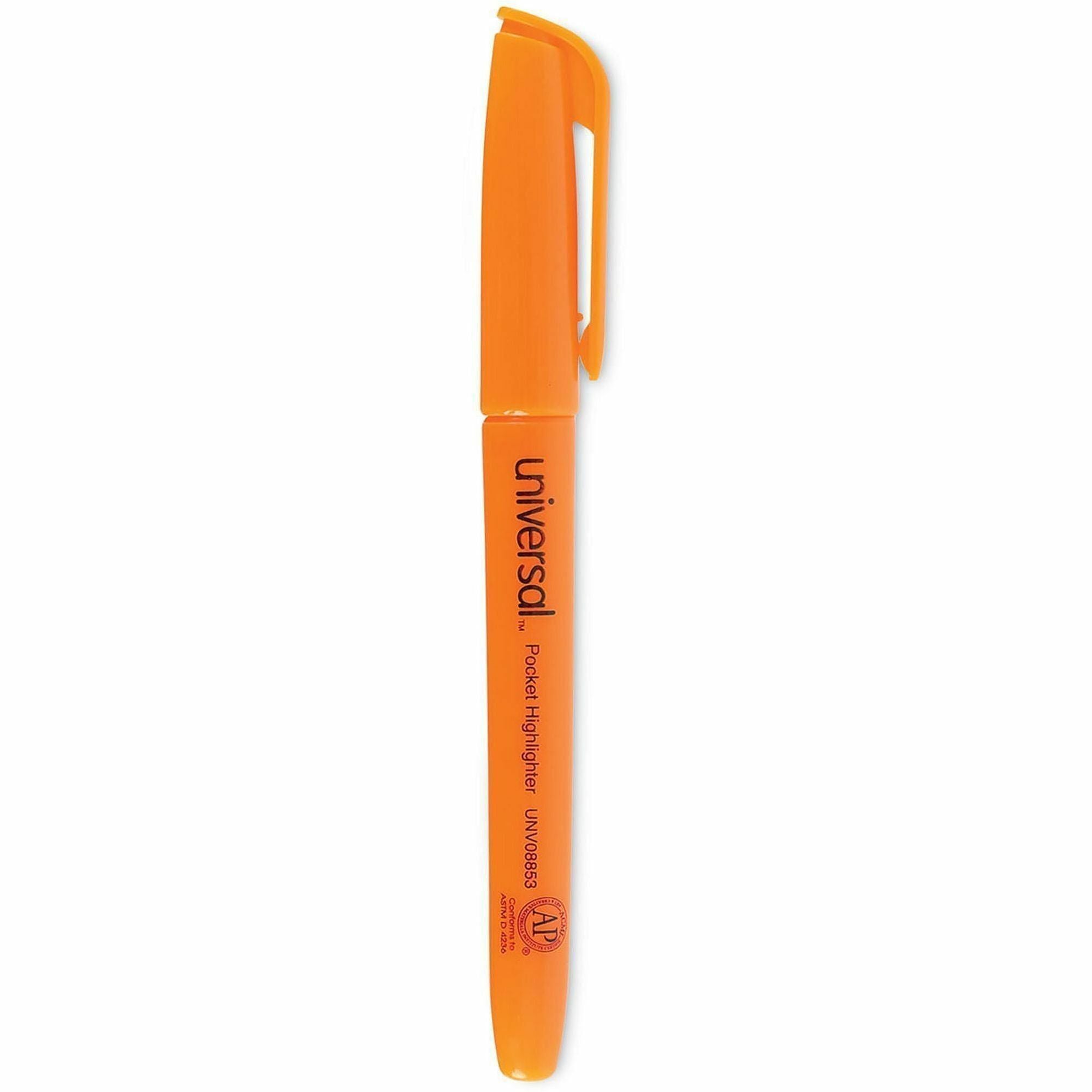 Universal Highlighter - Fluorescent Orange Ink - Orange Barrel - 1 Dozen