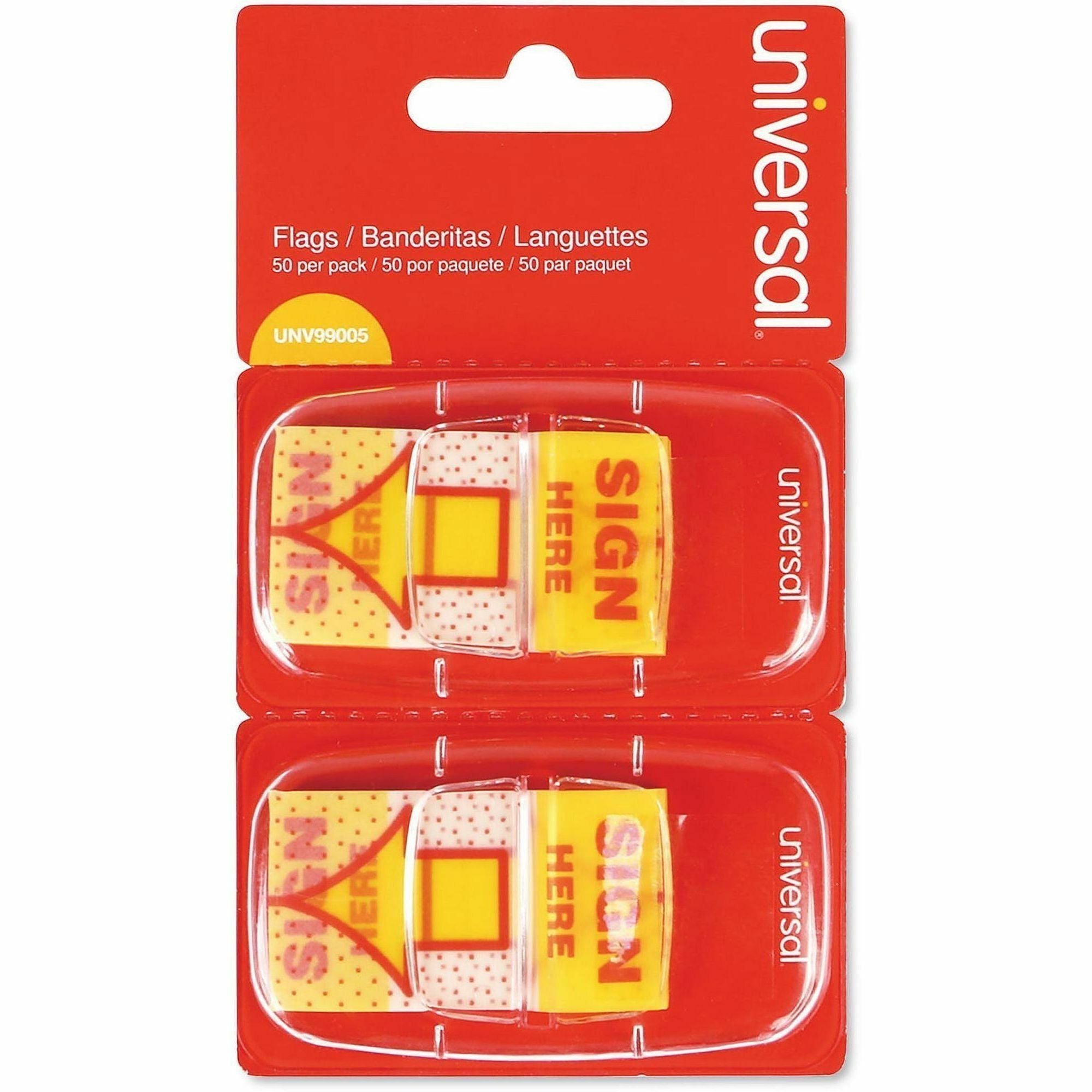 100 - SIGN HERE - Yellow, Red - Reusable, Repositionable - Dispenser Included - 100 /FlagsPack - 1 Pack
