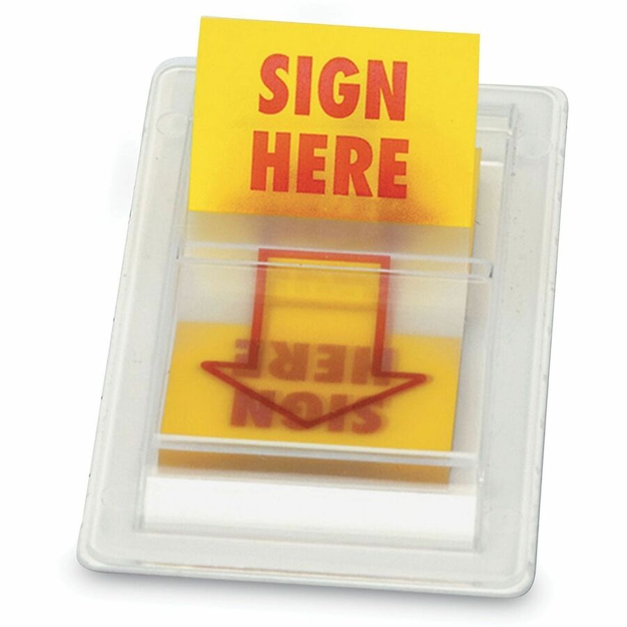 100 - SIGN HERE - Yellow, Red - Reusable, Repositionable - Dispenser Included - 100 /FlagsPack - 1 Pack