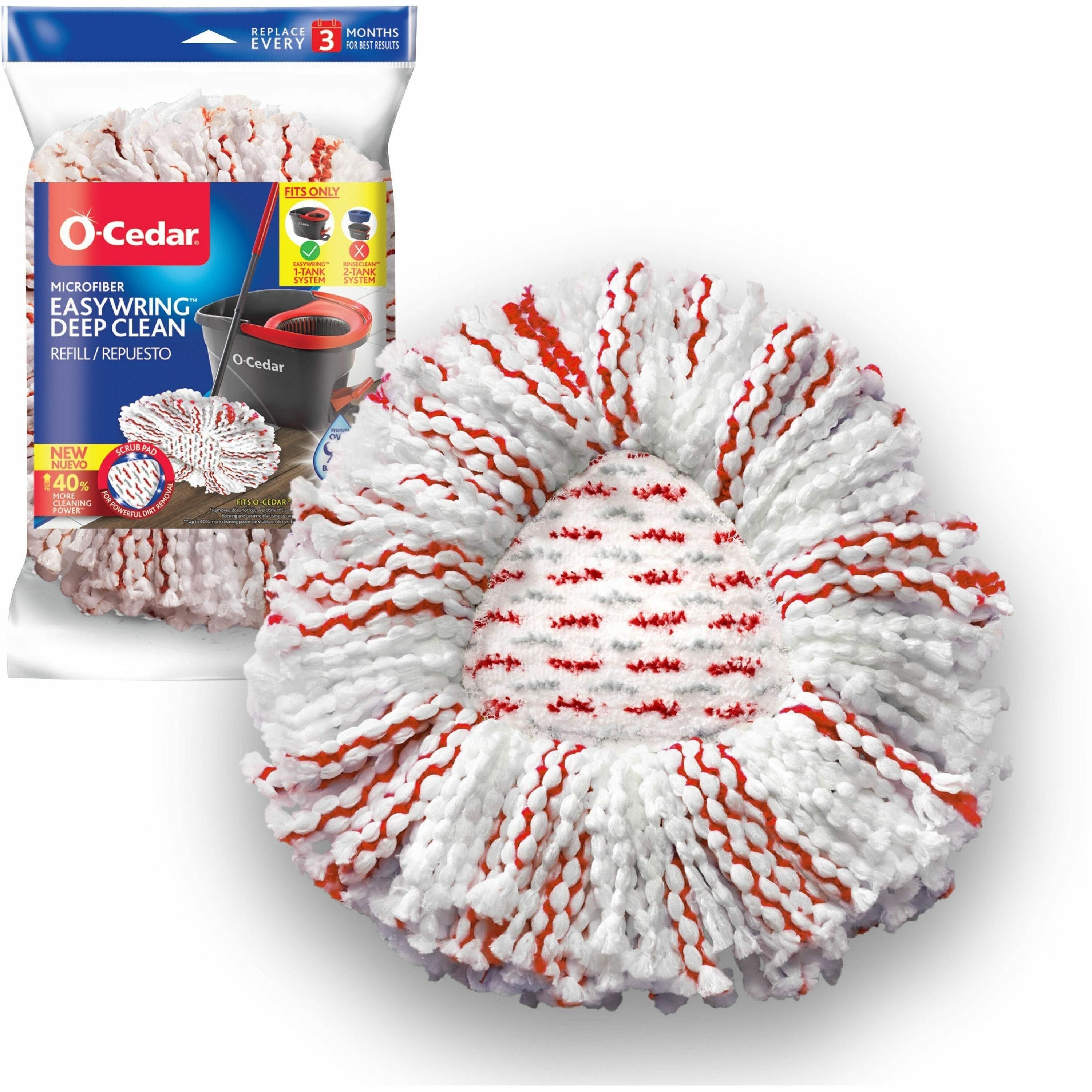 O-Cedar EasyWring Spin Mop Refill, Microfiber, Multi-Color, 1 Each