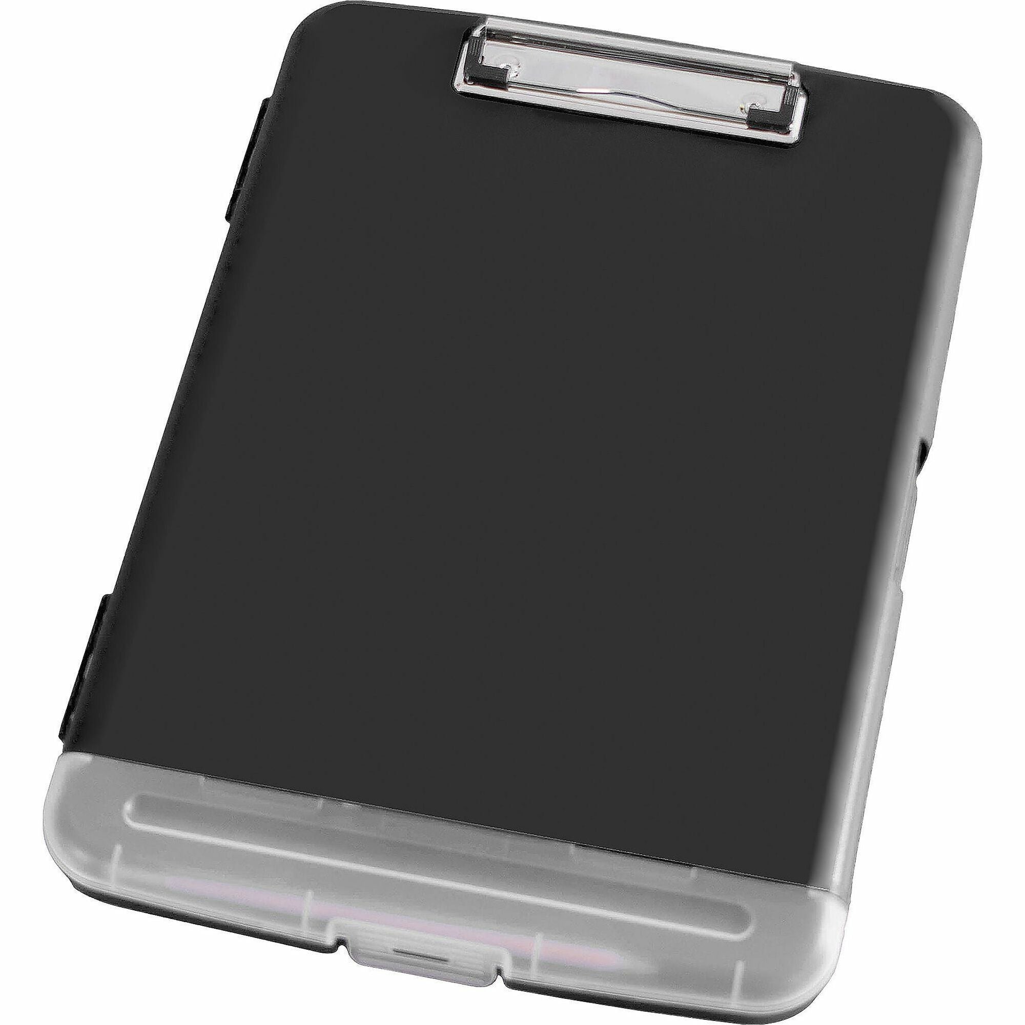 Business Source Storage Clipboard, 160-Sheet Capacity, Plastic, Black, 1 Each