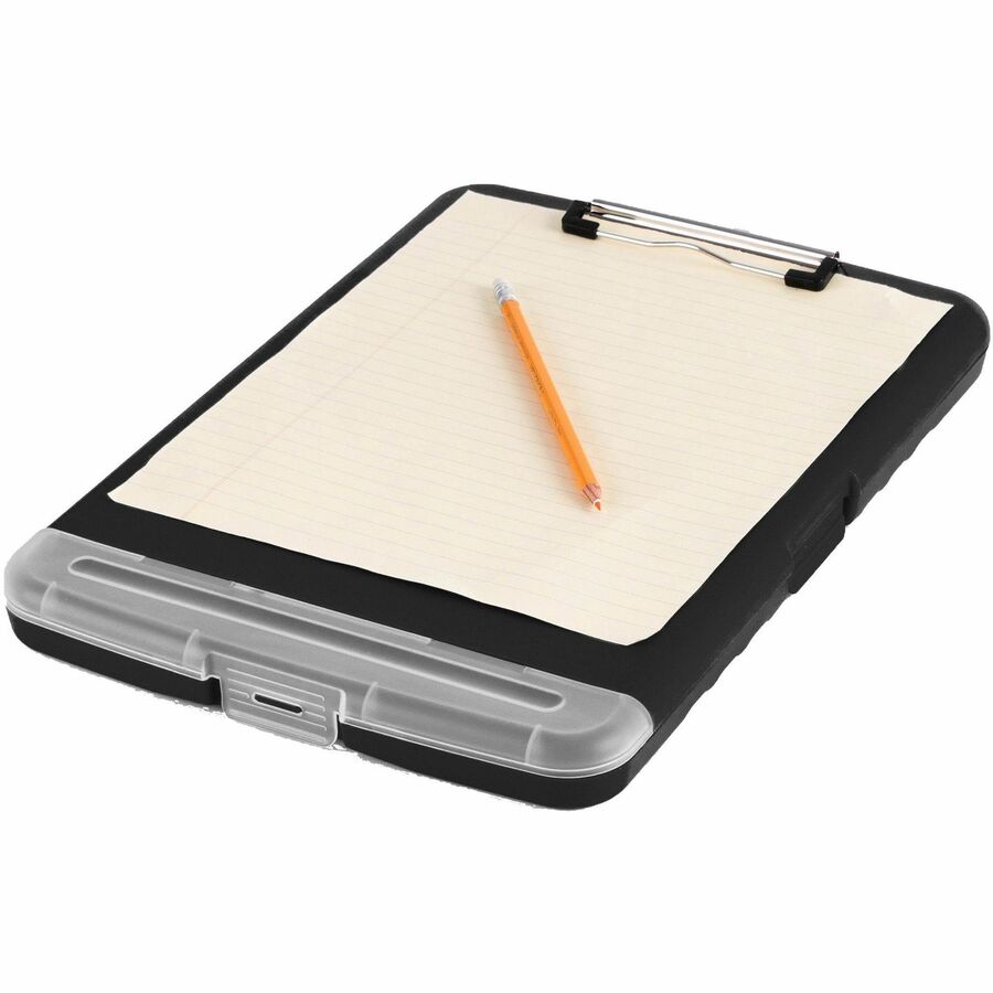 Business Source Storage Clipboard, 160-Sheet Capacity, Plastic, Black, 1 Each