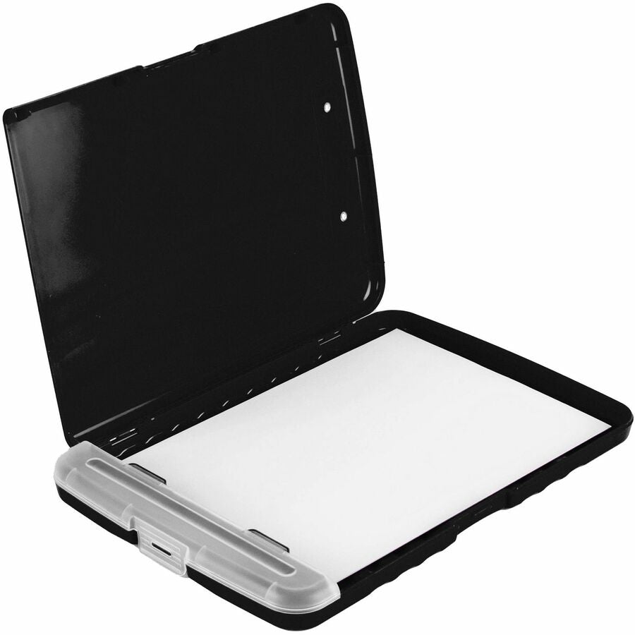 Business Source Storage Clipboard, 160-Sheet Capacity, Plastic, Black, 1 Each