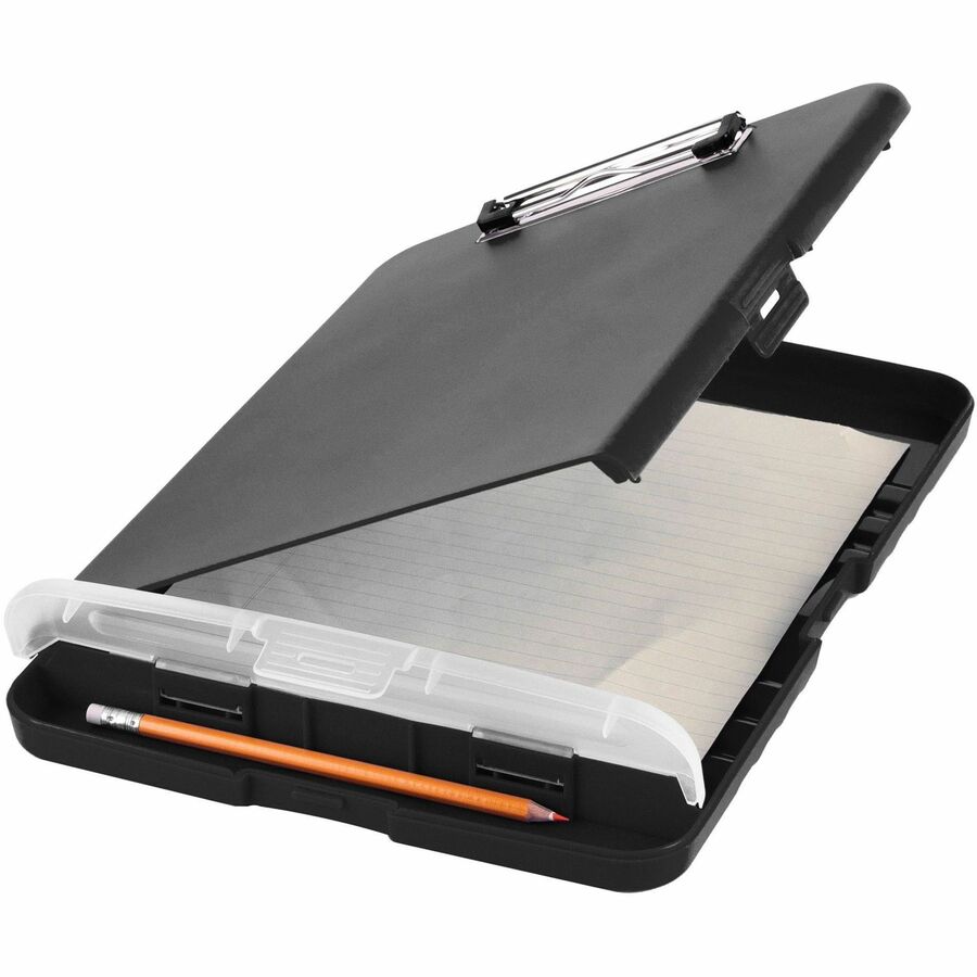 Business Source Storage Clipboard, 160-Sheet Capacity, Plastic, Black, 1 Each