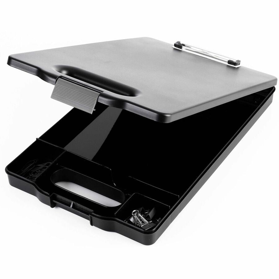 Business Source Storage Clipboard, Black, Holds 200 Sheets, 3 Compartments, 1 Each