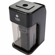 Business Source Electric Pencil Sharpener, Helical Cutter, AC/DC Adapter, Black, 1 Each