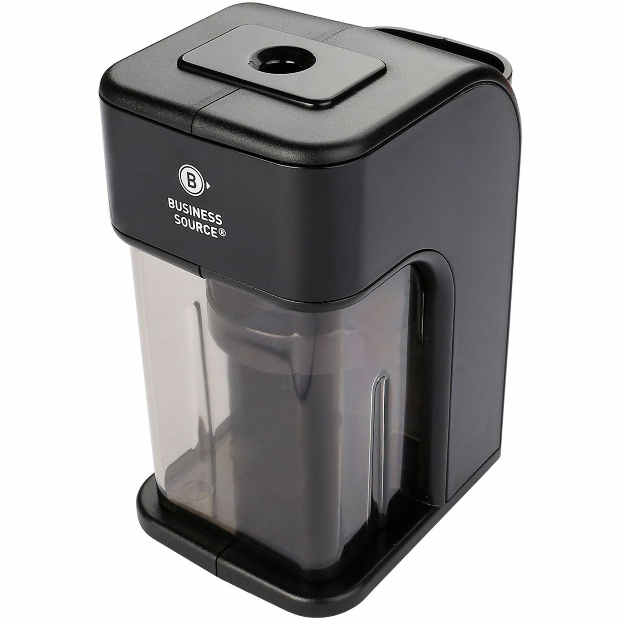 Business Source Electric Pencil Sharpener, Helical Cutter, AC/DC Adapter, Black, 1 Each