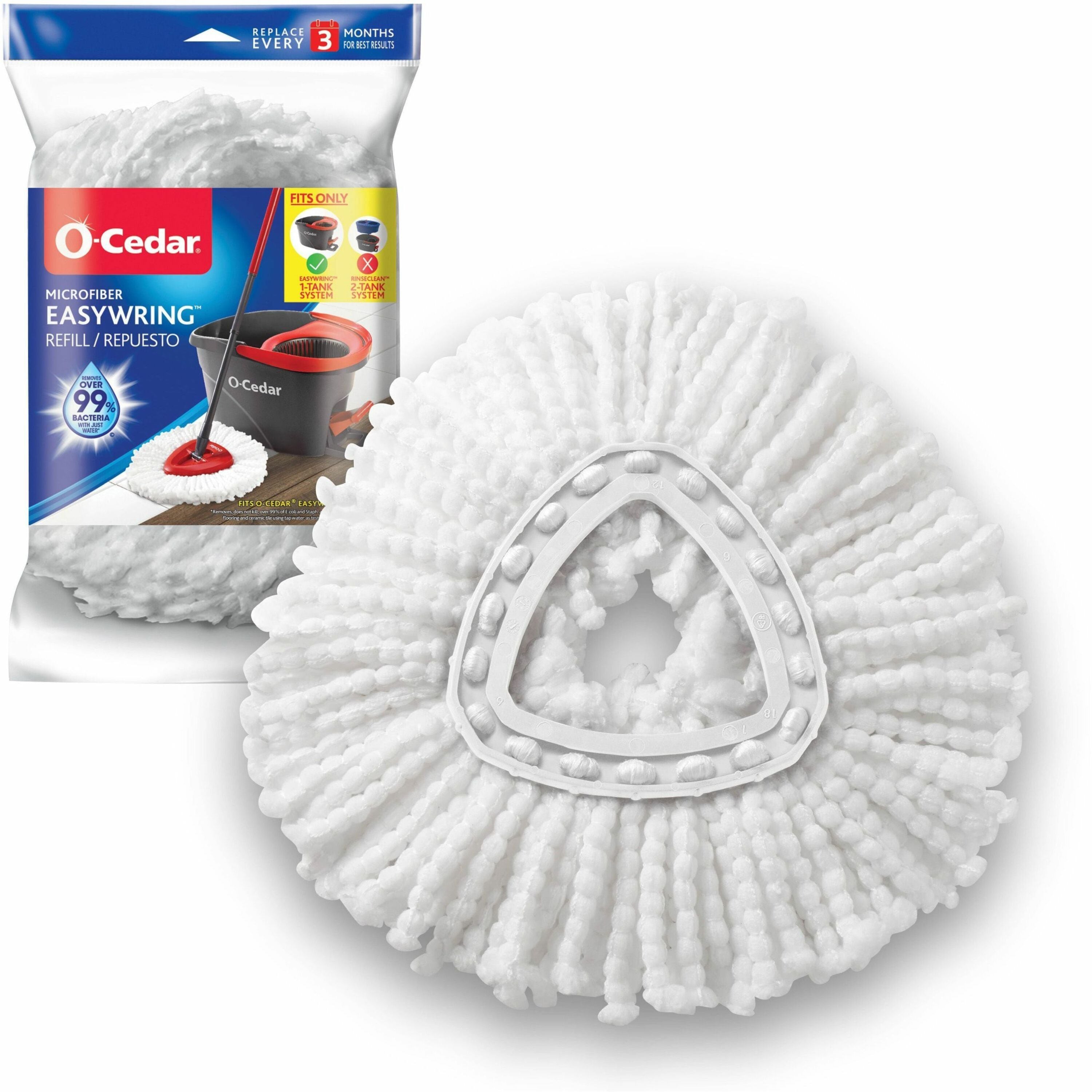 O-Cedar EasyWring Spin Mop Refill, Microfiber, Multi-Color, 1 Each
