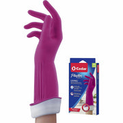 O-Cedar Playtex Living Gloves, Medium, 14" Length, Pink, Latex/Neoprene/Nitrile, Anti-microbial, Reusable, Durable, Odor Resistant, Textured Palm & Fingertip, Cotton Lined, 2 Pairs