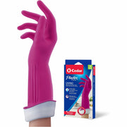 O-Cedar Playtex Living Gloves, Small, 14" Length, Pink, Latex/Neoprene/Nitrile, Anti-microbial, Reusable, Durable, Odor Resistant, Textured Palm & Fingertip, Cotton Lined, 2 Pairs