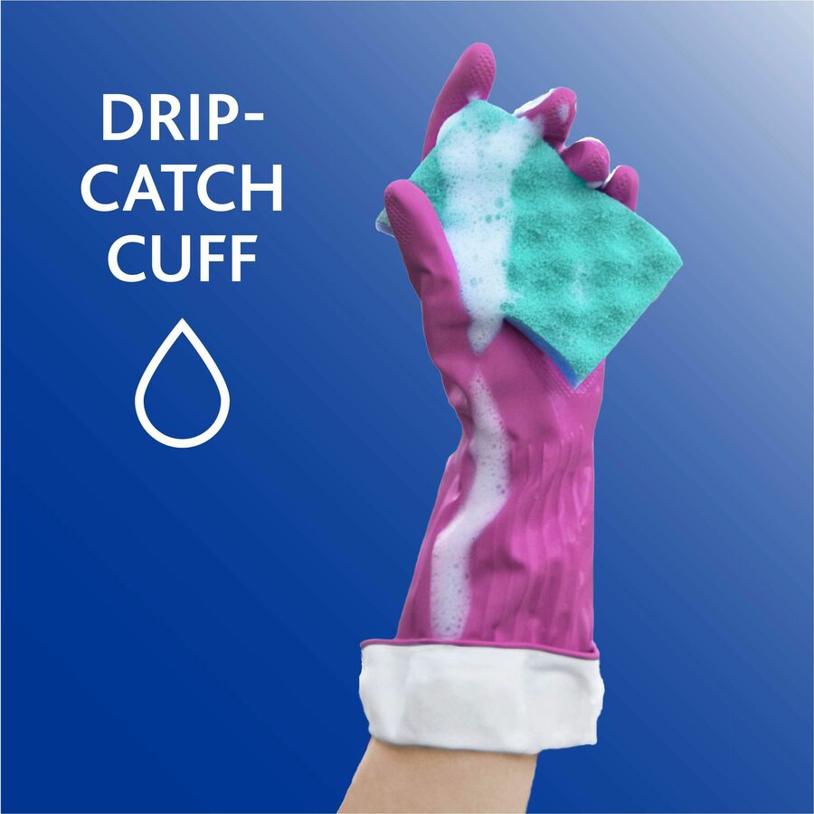 O-Cedar Playtex Living Gloves, Large, 14" Length, Pink, Latex/Neoprene/Nitrile, Anti-microbial, Reusable, Durable, Odor Resistant, Textured Palm & Fingertip, Cotton Lined, 2 Pairs