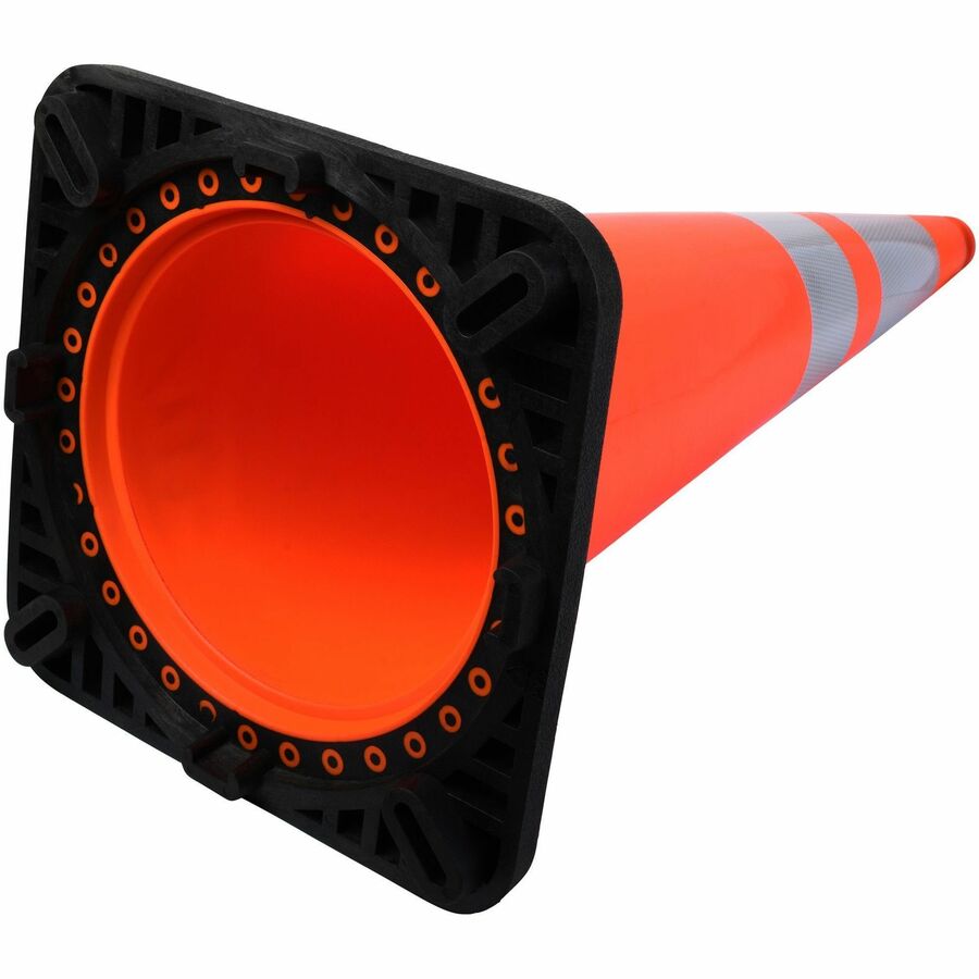 Tatco Slimline Traffic Cones - 36" Height - Reflective, Flexible - Polyvinyl Chloride (PVC) - Orange - 1 Each