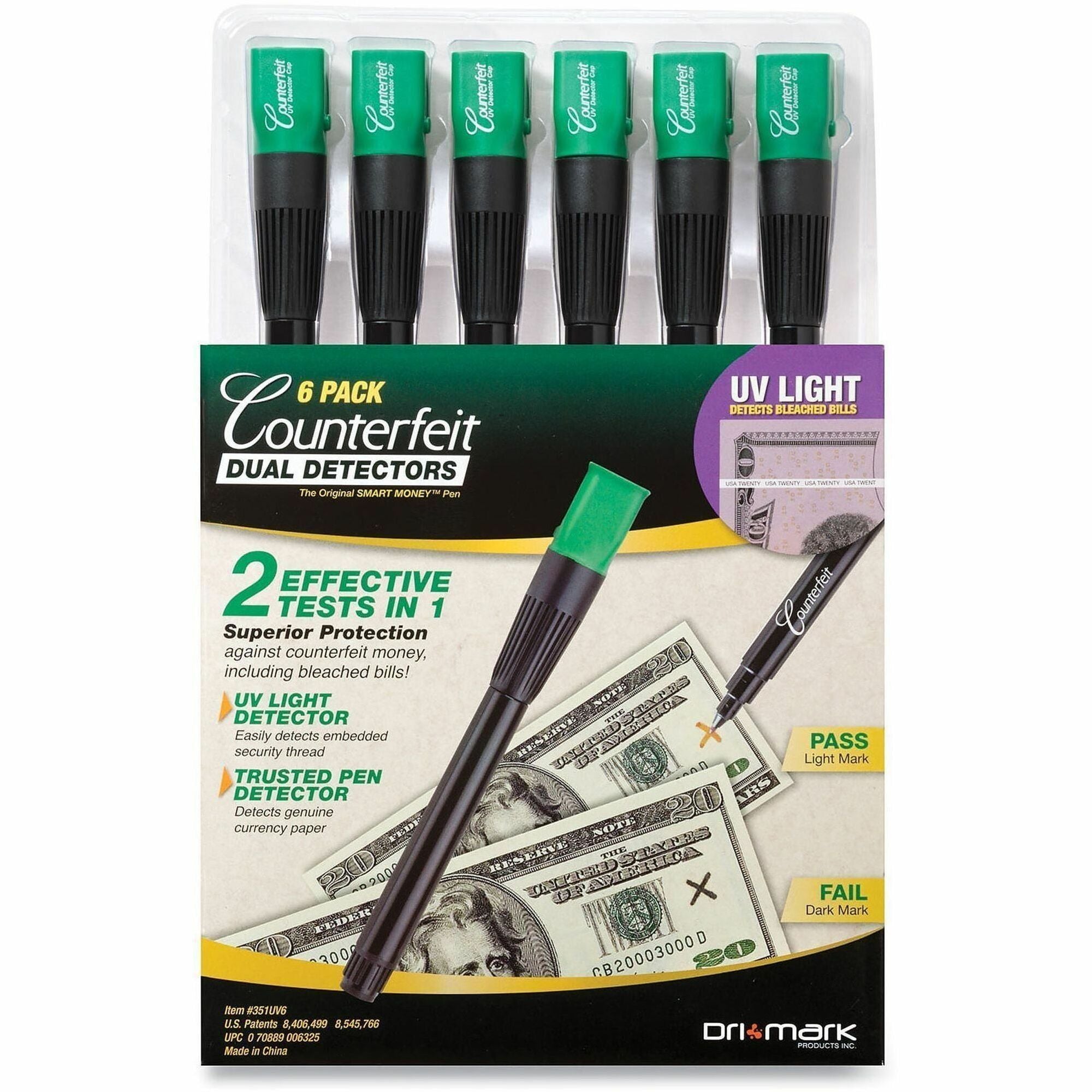 Ultraviolet, Watermark, Ink - Black, Green - 6 / Pack