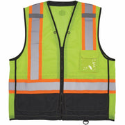 Ergodyne 8251HDZ-BK 2-Tone Hi-Vis Safety Vest, Large/Extra Large, Zipper Closure, Lime, Reflective, Mesh Back, Breathable, Lightweight, Multiple Pockets, 1 Each
