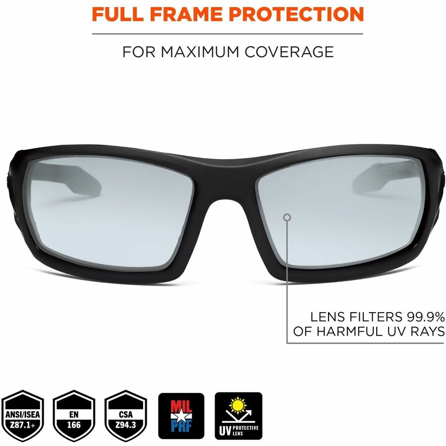 Ergodyne Skullerz Odin Anti-Scratch/Anti-Fog Safety Glasses, Translucent Lens, Matte Black Frame, Impact Resistant, Non-slip, Sweat Resistant, 1 Each